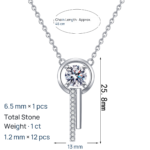 S925 Sterling Silver Moissanite Necklace Women's One-Word Tassel Pendant Personality Versatile Collarbone Chain Simple