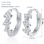 S925 Sterling Silver Moissanite Earrings for Women Lightning ECG Wave Design