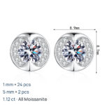 S925 Sterling Silver Moissanite Stud Earrings for Women Floral Design Minimalist Elegant Daily Wear
