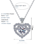 S925 Sterling Silver Moissanite Necklace for Women, Heart Light Luxury Pendant, Daily Versatile, Holiday Gift