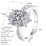 S925 Sterling Silver Moissanite Ring for Women, Firework Egg-Shaped Ring, Light Luxury Elegant High-End