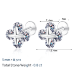 S925 Sterling Silver Moissanite Stud Earrings for Women, Star Design, Screw Back, Simple and Elegant