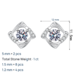 S925 Sterling Silver Moissanite Stud Earrings Geometric Swirl Design Minimalist Daily Gift