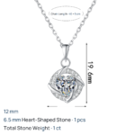 S925 Sterling Silver Moissanite Necklace for Women Heart Swirl Pendant Ins Style Elegant Collarbone Chain