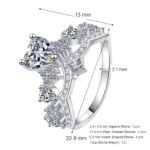 S925 Sterling Silver Moissanite Ring for Women Heart Crown Luxurious Elegant