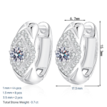 S925 Sterling Silver Moissanite Earrings for Women, Diamond-Shaped Ear Cuff, Light Luxury Fashion Trendy Earrings