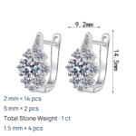 S925 Sterling Silver Moissanite Stud Earrings for Women U-Shaped Buckle Fashion High-End Everyday Versatile