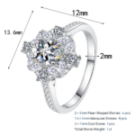 S925 Sterling Silver Moissanite Ring for Women, Engagement Ring, Exquisite Holiday Gift