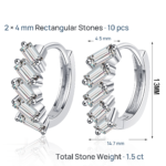 S925 Sterling Silver Moissanite Stud Earrings for Women, Emerald Cut, Elegant Fashion Gift