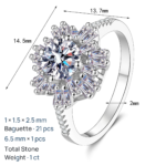 S925 Sterling Silver Moissanite Ring for Women Geometric Rectangular Beveled Sunflower Ring Luxurious High-End Style