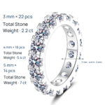 S925 Sterling Silver Moissanite Ring Full Pavé Band European and American Light Luxury Exquisite Accessory