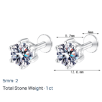 S925 Sterling Silver Moissanite Stud Earrings for Women Six-Claw Screw-Back Earrings Simple Elegant Daily Versatile