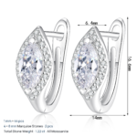 S925 Sterling Silver Moissanite Stud Earrings for Women, Marquise Shape, Elegant and Fashionable
