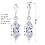 S925 Sterling Silver Moissanite Stud Earrings for Women, Oval Drop Light Luxury Fashion Versatile Ear Jewelry