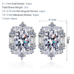 S925 Sterling Silver Moissanite Stud Earrings for Women, Oval Shape, Luxurious and Elegant, Fashionable and Versatile