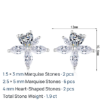 S925 Sterling Silver Full Moissanite Stud Earrings for Women, Flower Design, Fresh and Sweet, Delicate and Cute, Versatile