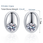 S925 Sterling Silver Moissanite Stud Earrings for Women, Minimalist Round Design, Everyday Fashionable