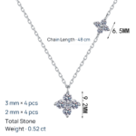 S925 Sterling Silver Moissanite Necklace for Women, Four-Leaf Clover Pendant, Simple and Elegant Daily Gift