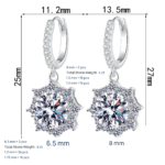 S925 Sterling Silver Moissanite Earrings for Women, Octagonal Ear Cuff, Exquisite Light Luxury Festive Gift