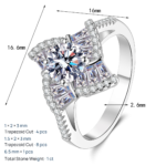 S925 Sterling Silver Moissanite Ring for Women, Beveled Square Star Band, Light Luxury, Delicate, High-End
