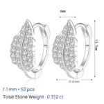 S925 Sterling Silver Moissanite Leaf Stud Earrings for Women, Leaf Design Ear Cuff, European and American Light Luxury Earrings