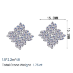 S925 Sterling Silver Moissanite Stud Earrings Geometric Rectangular Beveled Design Delicate Light Luxury