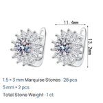S925 Sterling Silver Moissanite Earrings Maple Leaf Design Ear Cuff Simple Fashion