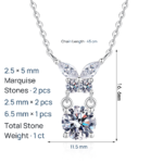 S925 Sterling Silver Moissanite Butterfly Pendant Necklace for Women, Sweet and Cute Daily Style