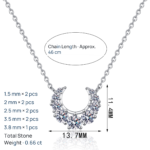 S925 Sterling Silver Moissanite Necklace for Women, Crescent Smile Diamond Pendant, Delicate Sweet High-End