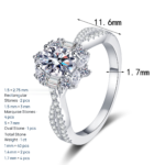 S925 Sterling Silver Moissanite Ring for Women, Oval Shape, Luxurious and Elegant, Fashionable
