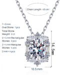 S925 Sterling Silver Moissanite Necklace for Women, Oval Shape, Luxurious and Elegant Pendant, Fashionable and Versatile