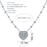 S925 Sterling Silver Moissanite Necklace for Women, Heart Pendant, Simple Chain, Sweet Style