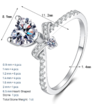 S925 Sterling Silver Moissanite Heart Scepter Ring for Women, Sweet and Elegant