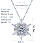 S925 Sterling Silver Moissanite Necklace for Women Heart Hexagon Pendant Fashion Trendy Collarbone Chain