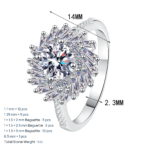 S925 Sterling Silver Moissanite Ring Women Geometric Rectangular Chamfered Sunflower Ring Luxurious High-End