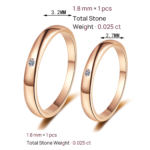 S925 Sterling Silver Moissanite Couple Ring Champagne Gold Tone Simple Band