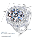 S925 Sterling Silver Moissanite Ring for Women, Oval Cut, Exaggerated Luxury Style, European and American Fashion