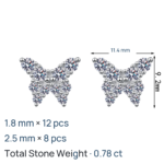 S925 Sterling Silver Butterfly Moissanite Earrings for Women, Sweet and Light Luxury, Simple and Elegant, Daily Wear