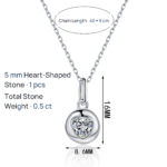 S925 Sterling Silver Moissanite Necklace for Women, Heart-Shaped Pendant, Exquisite Fashion Accessory Gift