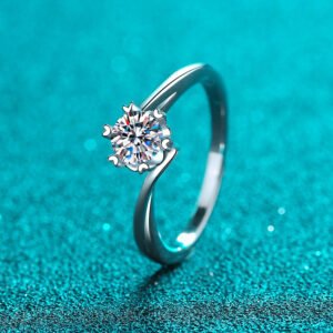 925 Silver Ring for Women Simple Snowflake 30/50 Point Moissanite Ring Factory Direct
