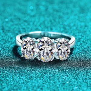 S925 Sterling Silver Moissanite Ring Oval Eternity Band for Women Light Luxury
