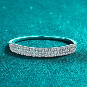 S925 Sterling Silver Bracelet Full Moissanite Tennis Style Bangle