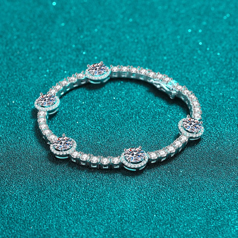 S925 Sterling Silver Bracelet for Women, Pavé Moissanite Clasp Bracelet, Factory Direct Wholesale