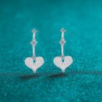 S925 Sterling Silver Plated Champagne Gold Heart-shaped Moissanite Stud Earrings for Women, 70 Points, Sweet and Simple Daily Style