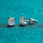 S925 Sterling Silver Bull Head Earrings for Women, Simple Wedding Moissanite Studs
