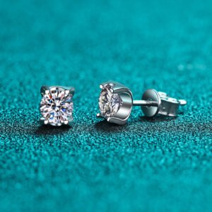 S925 Sterling Silver Bull Head Earrings for Women, Simple Wedding Moissanite Studs