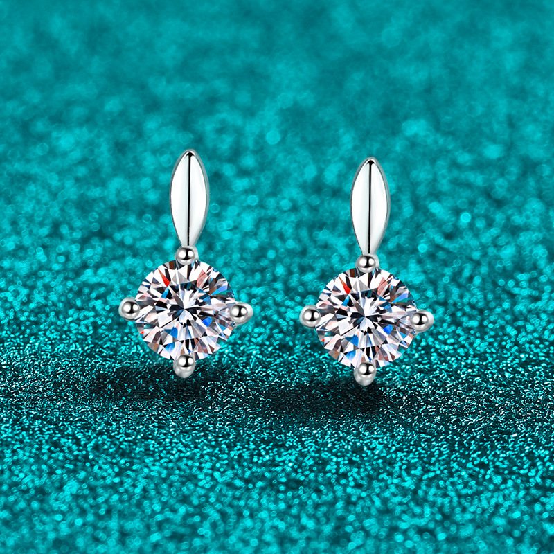 S925 Sterling Silver Moissanite Drop Earrings for Women, Water Drop Light Luxury Retro Design, Small Exquisite Ear Accessories