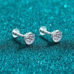 S925 Sterling Silver Moissanite Stud Earrings for Women, Bubble Screw-back Design, Simple and Elegant