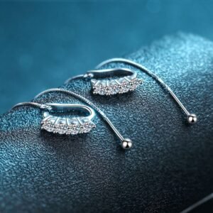 S925 Sterling Silver Earrings Women High-End Light Luxury Design Anti-Loss Ear Thread Moissanite Ear Clip Earrings