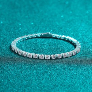 S925 Sterling Silver Moissanite Bracelet for Women, Hip-Hop Luxury Style with Full Diamond Setting